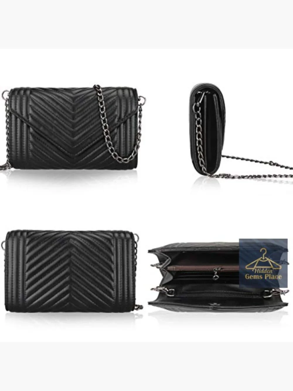 Small Quilted Leather Crossbody Bag with Chain Strap